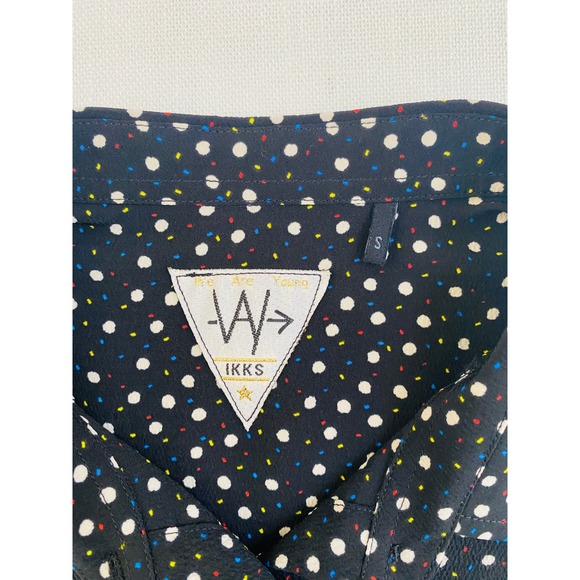IKKS Polka Dot Button Down Collared Tank Top Women Size Small Career Casual Work - Picture 10 of 10